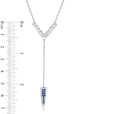 Lab-Created Blue and White Sapphire "Y" Necklace in Sterling Silver - 20.75"