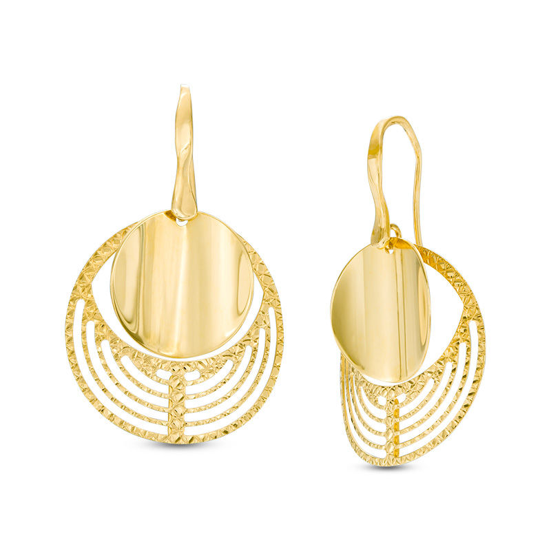 Made in Italy Diamond-Cut Coin Drop Earrings in 10K Gold|Peoples Jewellers