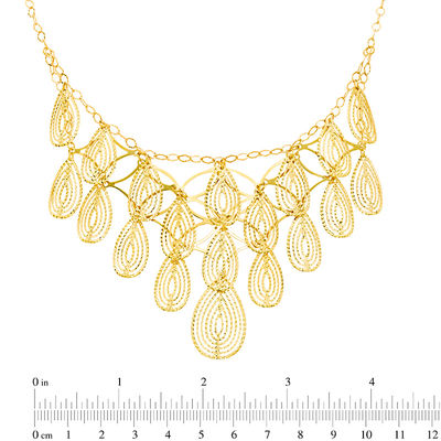 Made in Italy Diamond-Cut Multi-Teardrop Bib Necklace in 10K Gold - 19"