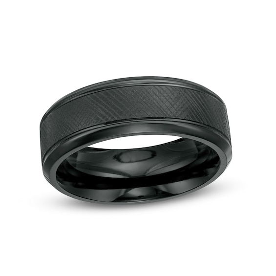 Previously Owned - Triton Men's 8.0mm Comfort Fit Wedding Band in Black  Tungsten