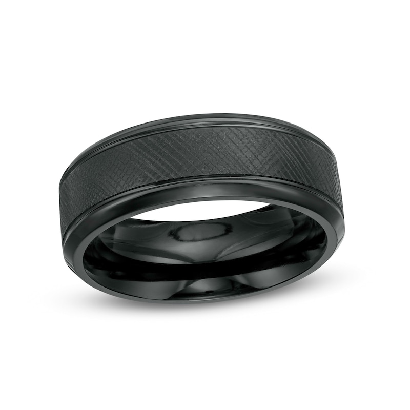 Men's 8.0mm Textured Wedding Band in Tantalum with Black Ion-Plate – Size 10|Peoples Jewellers