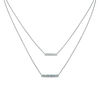 Aquamarine and Diamond Accent Double Strand Bar Necklace in Sterling Silver