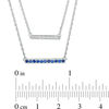 Lab-Created Blue Sapphire and Diamond Accent Double Strand Bar Necklace in Sterling Silver