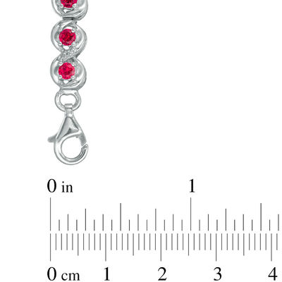 3.0mm Lab-Created Ruby and Diamond Accent Cascading Tennis Bracelet in Sterling Silver - 7.5"