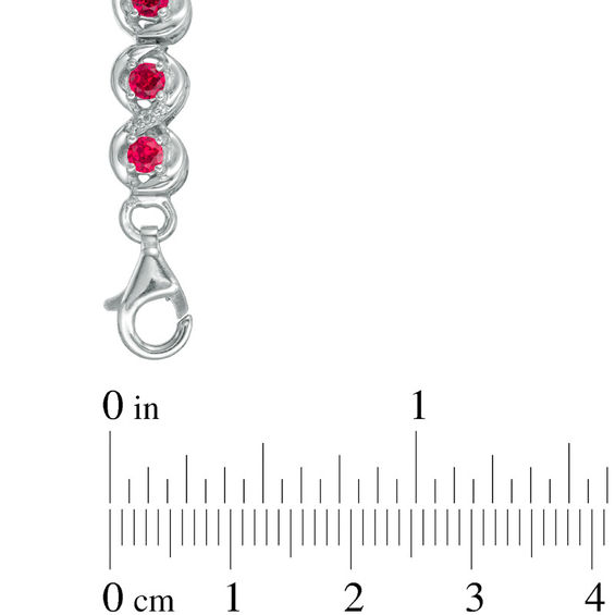 3.0mm Lab-Created Ruby and Diamond Accent Cascading Tennis Bracelet in Sterling Silver - 7.5"