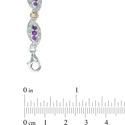 Amethyst and 0.23 CT. T.W. Diamond Three Stone Bracelet in Sterling Silver and 10K Gold - 7.25"