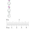 Thumbnail Image 1 of 3.0mm Lab-Created Pink Sapphire Cascading Hearts Bracelet in Sterling Silver - 7.5"