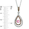 Unstoppable Love™ Lab-Created Sapphire and 0.23 CT. T.W. Diamond Teardrop Pendant in Sterling Silver