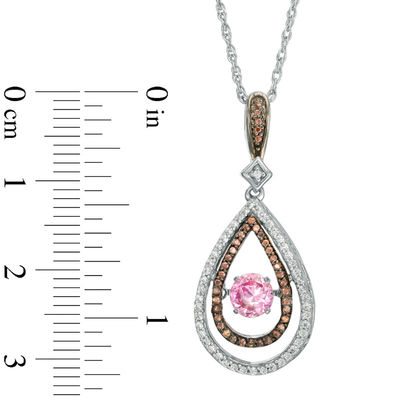 Unstoppable Love™ Lab-Created Sapphire and 0.23 CT. T.W. Diamond Teardrop Pendant in Sterling Silver