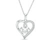 Thumbnail Image 0 of Unstoppable Love™ Lab-Created White Sapphire and 0.11 CT. T.W. Diamond "MOM" Heart Pendant in Sterling Silver