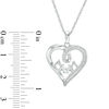 Thumbnail Image 1 of Unstoppable Love™ Lab-Created White Sapphire and 0.11 CT. T.W. Diamond "MOM" Heart Pendant in Sterling Silver