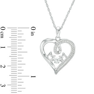 Unstoppable Love™ Lab-Created White Sapphire and 0.11 CT. T.W. Diamond "MOM" Heart Pendant in Sterling Silver