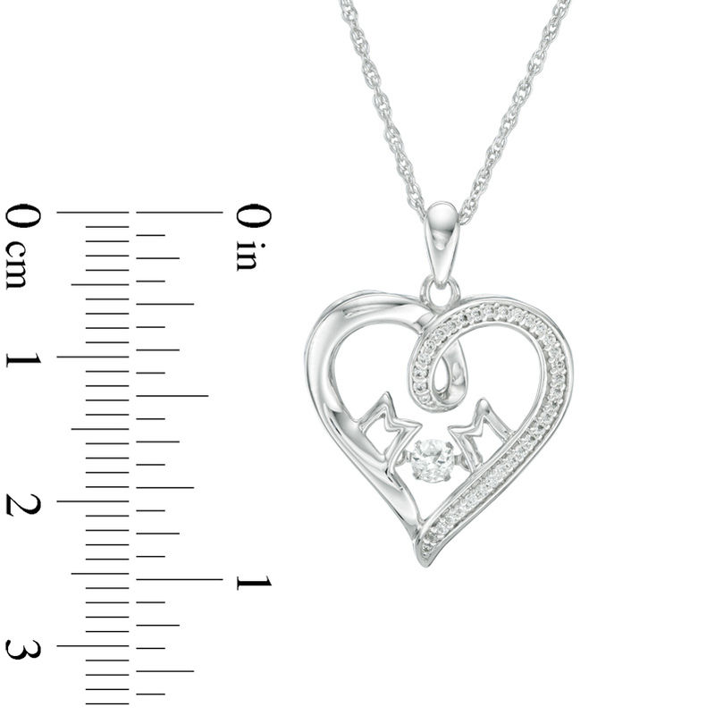 Unstoppable Love™ Lab-Created White Sapphire and 0.11 CT. T.W. Diamond "MOM" Heart Pendant in Sterling Silver|Peoples Jewellers