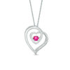 Unstoppable Love™ Lab-Created Ruby and Diamond Accent Looping Abstract Heart Pendant in Sterling Silver