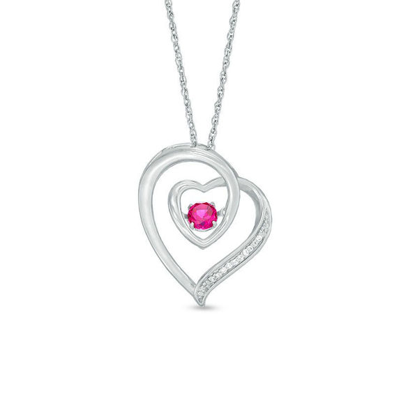 Unstoppable Love™ Lab-Created Ruby and Diamond Accent Looping Abstract Heart Pendant in Sterling Silver