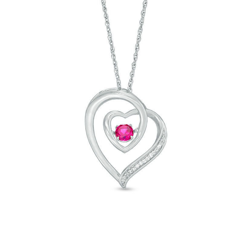 Unstoppable Love™ Lab-Created Ruby and Diamond Accent Looping Abstract Heart Pendant in Sterling Silver|Peoples Jewellers