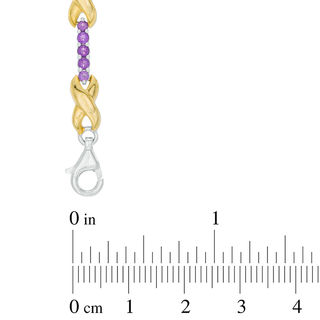 Amethyst Five Stone and Infinity Station Bracelet in Sterling Silver and 10K Gold - 7.5"