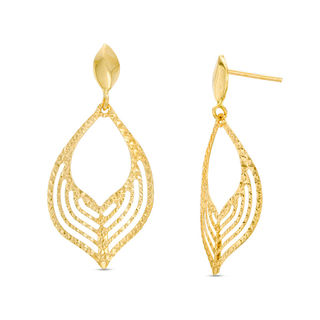 Made in Italy Diamond-Cut Open Flame Drop Earrings in 10K Gold