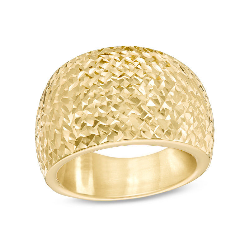 Made in Italy Hammered Dome Ring in 10K Gold|Peoples Jewellers