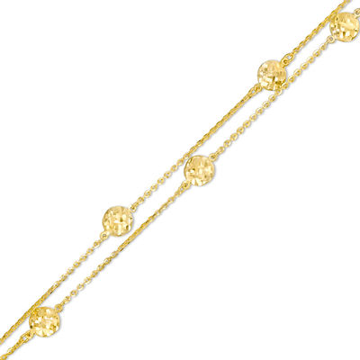 Made in Italy Hammered Ball Station Bracelet in 10K Gold - 7.5"