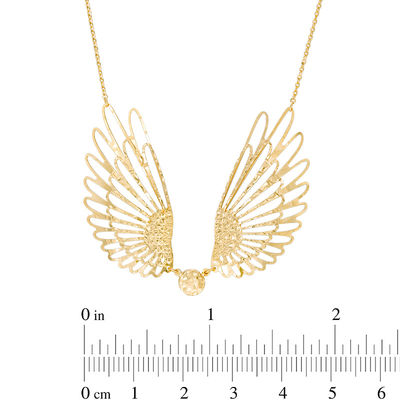 Made in Italy Diamond-Cut Ball with Wings Necklace in 10K Gold - 19"