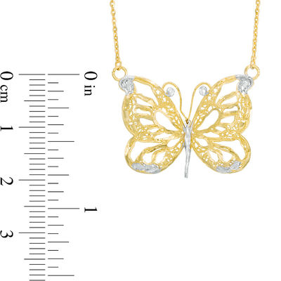 Made in Italy Diamond-Cut Butterfly Necklace in 10K Two-Tone Gold - 19"