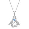 Open Hearts by Jane Seymour™ 2.5mm Blue Topaz and Diamond Accent Angel Wings and Halo Pendant in Sterling Silver