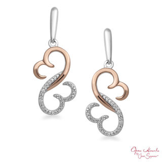 Open Hearts by Jane Seymour™ 0.04 CT. T.W. Diamond Half and Half Drop Earrings in Sterling Silver and 10K Rose Gold