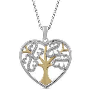 Open Hearts Family by Jane Seymour™ 0.10 CT. T.W. Diamond Tree Heart Pendant in Sterling Silver and 10K Gold