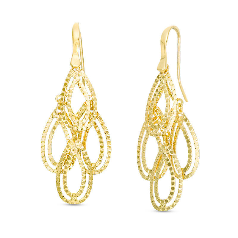 Made in Italy Diamond-Cut Oval Chandelier Drop Earrings in 10K Gold