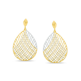 Made in Italy Diamond-Cut Lattice Teardrop Earrings in 10K Two-Tone Gold