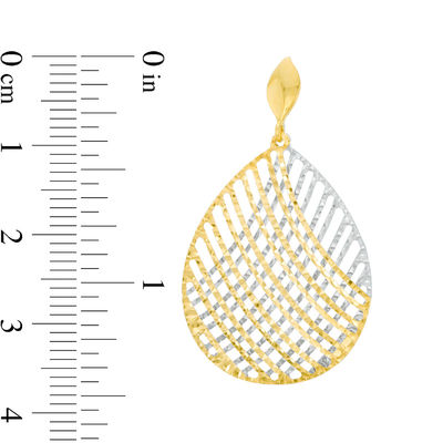 Made in Italy Diamond-Cut Lattice Teardrop Earrings in 10K Two-Tone Gold