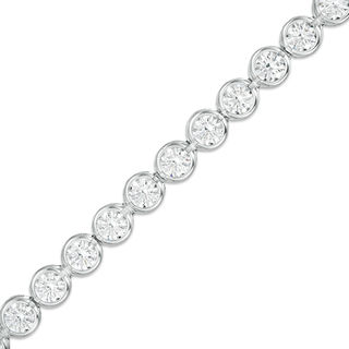 Lab-Created White Sapphire Bezel-Set Tennis Bracelet in Sterling Silver - 7.25"