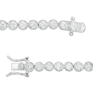 Lab-Created White Sapphire Bezel-Set Tennis Bracelet in Sterling Silver - 7.25"