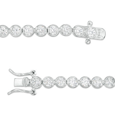 Lab-Created White Sapphire Bezel-Set Tennis Bracelet in Sterling Silver - 7.25"