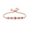 Thumbnail Image 0 of Multi-Shaped Amethyst and Lab-Created White Sapphire Bolo Bracelet in Sterling Silver with 18K Rose Gold Plate - 9.0"