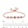 Thumbnail Image 1 of Multi-Shaped Amethyst and Lab-Created White Sapphire Bolo Bracelet in Sterling Silver with 18K Rose Gold Plate - 9.0"