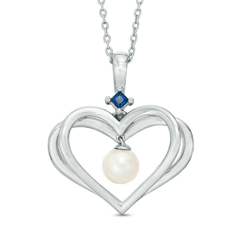 The Kindred Heart from Vera Wang Love Collection Freshwater Cultured Pearl and Sapphire Pendant in Sterling Silver|Peoples Jewellers