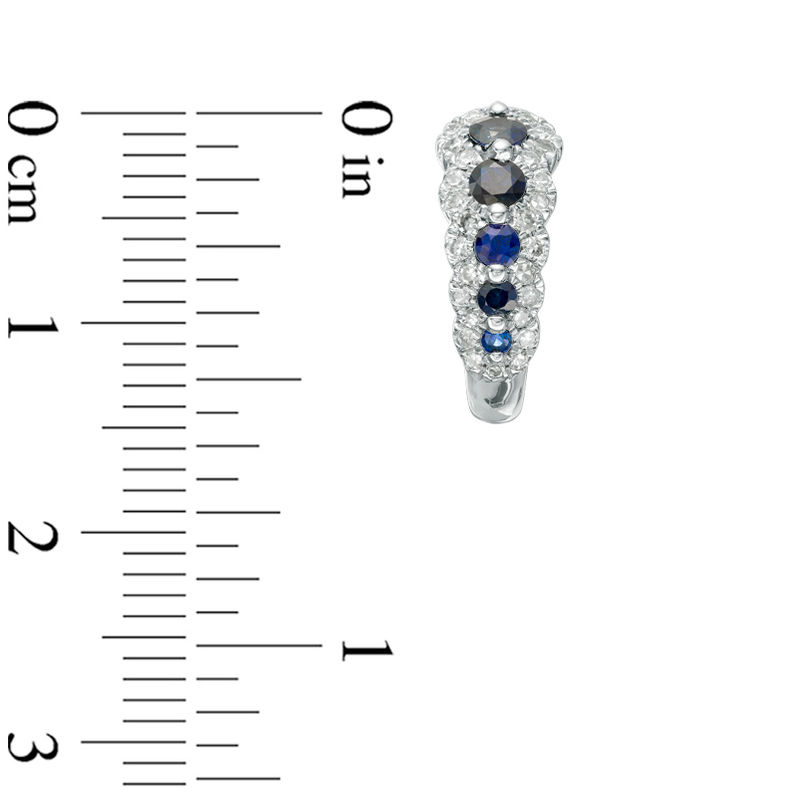 Main Image 2 of Vera Wang Love Collection Blue Sapphire and 0.30 CT. T.W. Diamond Hoop Earrings in 14K White Gold