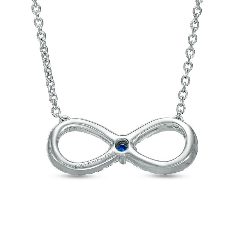 Vera Wang Love Collection 0.15 CT. T.W. Diamond and Blue Sapphire Infinity Necklace in Sterling Silver - 19"|Peoples Jewellers