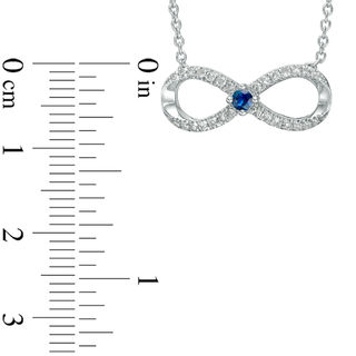 Vera Wang Love Collection 0.15 CT. T.W. Diamond and Blue Sapphire Infinity Necklace in Sterling Silver - 19"