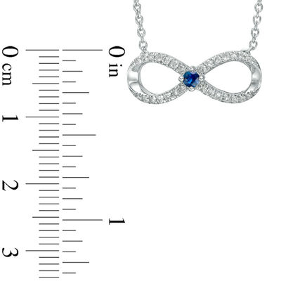 Vera Wang Love Collection 0.15 CT. T.W. Diamond and Blue Sapphire Infinity Necklace in Sterling Silver - 19"