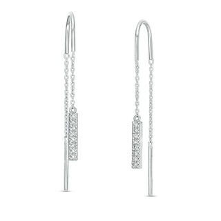 Vera Wang Love Collection 0.12 CT. T.W. Diamond and Blue Sapphire Threader Earrings in Sterling Silver