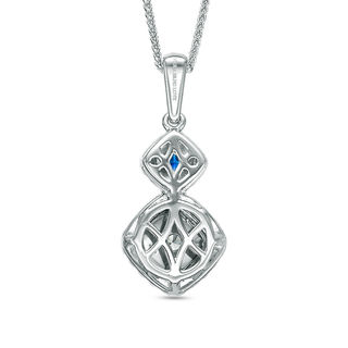 Vera Wang Love Collection 0.45 CT. T.W. Diamond and Blue Sapphire Double Frame Pendant in 14K White Gold - 19"