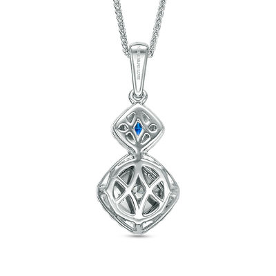 Vera Wang Love Collection 0.45 CT. T.W. Diamond and Blue Sapphire Double Frame Pendant in 14K White Gold - 19"