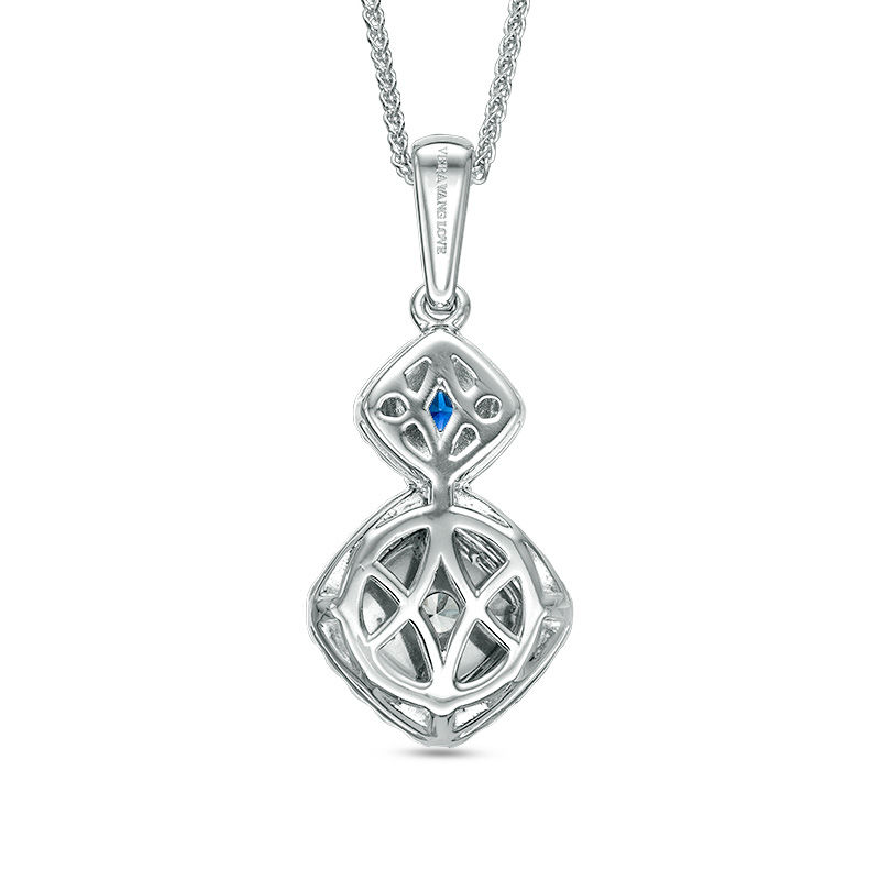 Vera Wang Love Collection 0.45 CT. T.W. Diamond and Blue Sapphire Double Frame Pendant in 14K White Gold - 19"|Peoples Jewellers