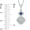 Vera Wang Love Collection 0.45 CT. T.W. Diamond and Blue Sapphire Double Frame Pendant in 14K White Gold - 19"