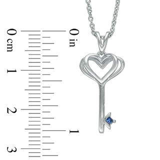 Vera Wang Love Collection Princess-Cut Blue Sapphire Heart-Top Key Pendant in Sterling Silver - 19"