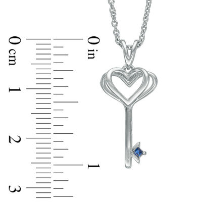 Vera Wang Love Collection Princess-Cut Blue Sapphire Heart-Top Key Pendant in Sterling Silver - 19"