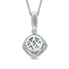 Thumbnail Image 1 of Vera Wang Love Collection 0.38 CT. T.W. Diamond and Blue Sapphire Tilted Double Frame Pendant in 14K White Gold - 19"